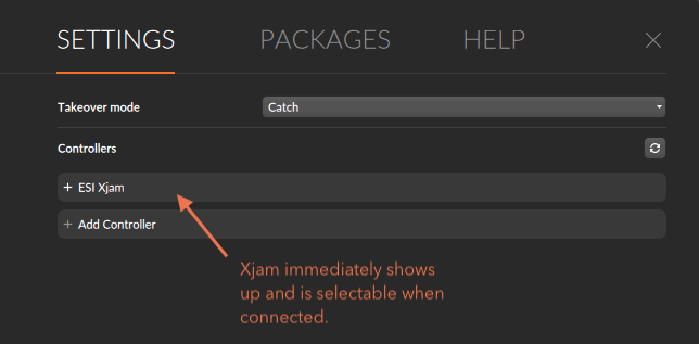 Xjam immediately shows up and is selectable when connected